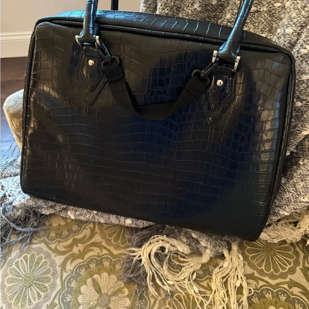 Mobile edge Faux black croc workbag
